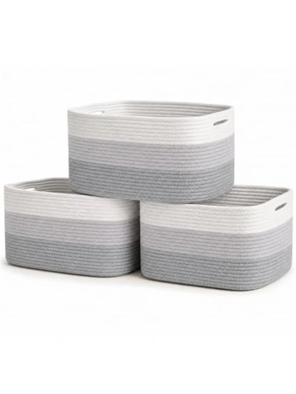 New Cotton Rope Baskets for Shelves, Set of 3, 15x9x10